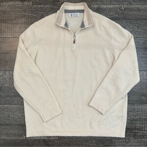 Brunello Cucinelli Men’s Cream Cashmere Zip-Up Sweater